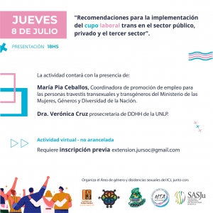 Recomendaciones para la implementación del cupo laboral trans en el sector público, privado y el tercer sector
